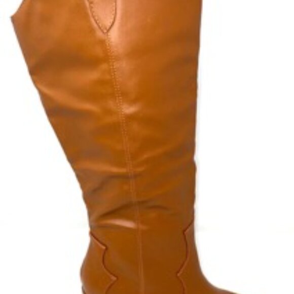 Bamboo Mindful Tall Women's Western Block Heeled Boot Tan Size 8 - Picture 4 of 6